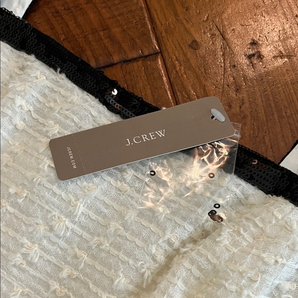 J. Crew Textured Cream/White Midi Dress with Black Sequins - Picture 4 of 8